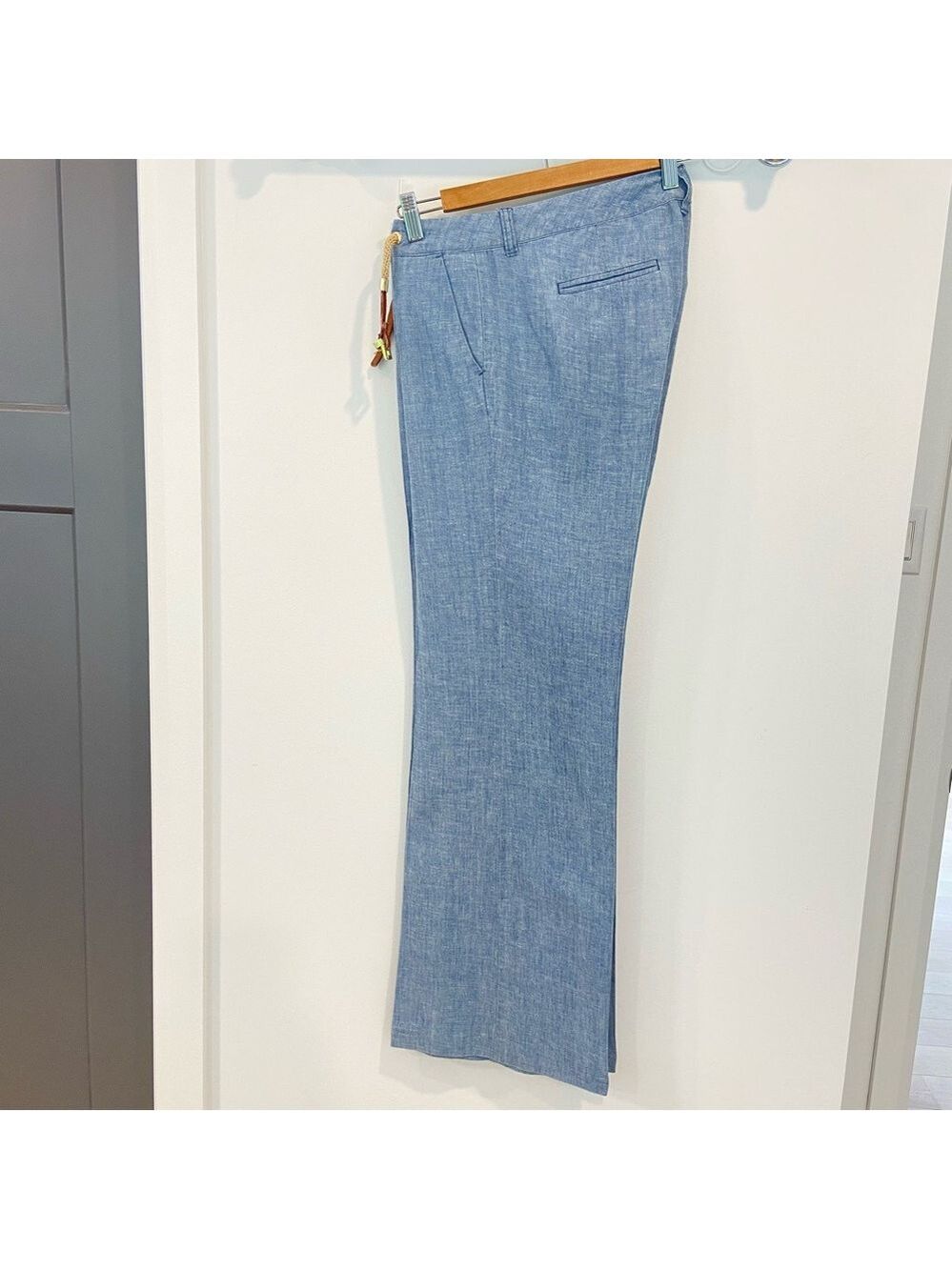 Michael Kors trousers pant wide leg light blue linen &cotton blend lightweight 8 - Picture 12 of 16